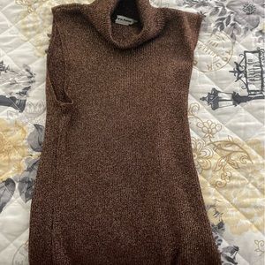 Like New NyGuard Embellished Turtle Neck Sleeveless Top- Bronze color